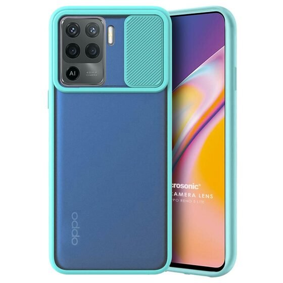 Microsonic Oppo Reno 5 Lite Kılıf Slide Camera Lens Protection Turkuaz