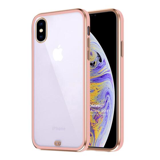 Microsonic Apple iPhone XS Max Kılıf Laser Plated Soft Pembe