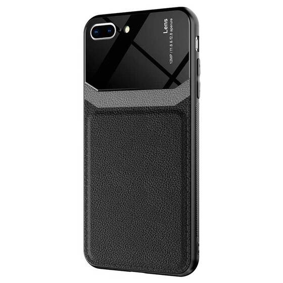 Microsonic Apple iPhone 8 Plus Kılıf Uniq Leather Siyah