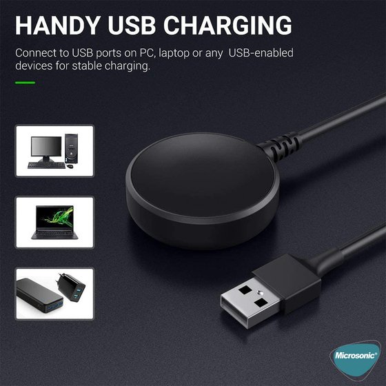 Microsonic Samsung Galaxy Watch FE Manyetik USB 2 Amper Şarj Kablosu Siyah