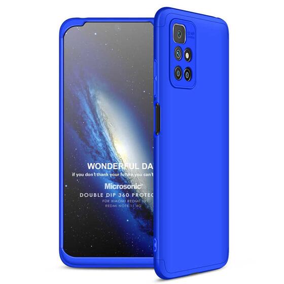 Microsonic Xiaomi Redmi Note 11 4G Kılıf Double Dip 360 Protective Mavi