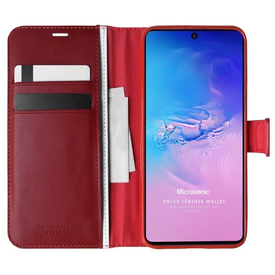 Microsonic Samsung Galaxy S10 Lite Kılıf Delux Leather Wallet Kırmızı