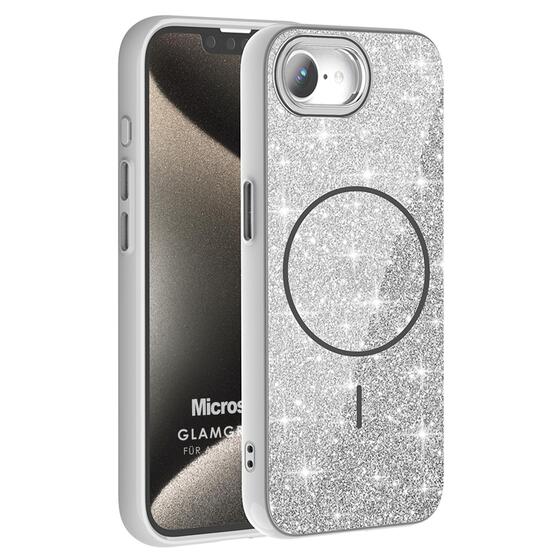 Microsonic Apple iPhone 16e Kılıf GlamGrip Luxe Gümüş