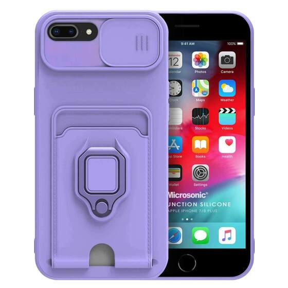 Microsonic Apple iPhone 8 Plus Kılıf Multifunction Silicone Lila