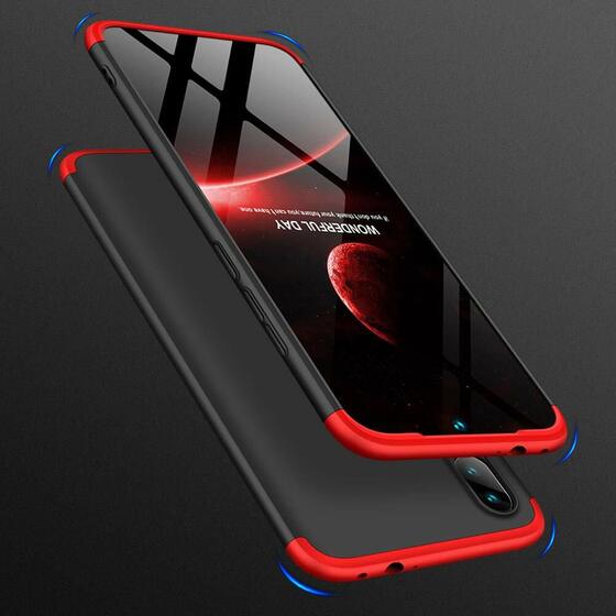 Microsonic Xiaomi Redmi Note 7 Pro Kılıf Double Dip 360 Protective Siyah Kırmızı