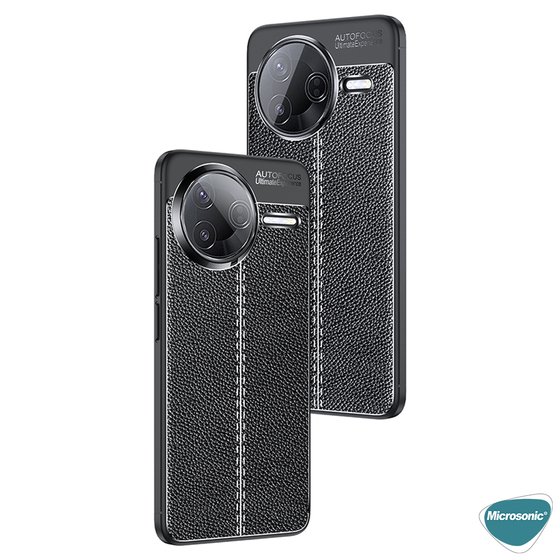 Microsonic Xiaomi Poco F7 Pro Kılıf Deri Dokulu Silikon Siyah