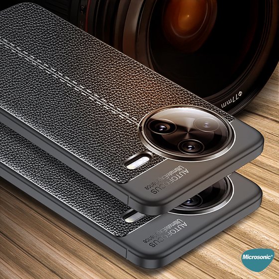 Microsonic Xiaomi Poco F7 Pro Kılıf Deri Dokulu Silikon Siyah
