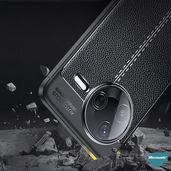 Microsonic Xiaomi Poco F7 Pro Kılıf Deri Dokulu Silikon Siyah