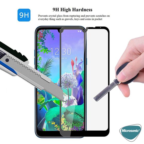 Microsonic LG K50 Tam Kaplayan Temperli Cam Ekran Koruyucu Siyah