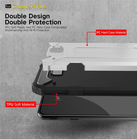 Microsonic Samsung Galaxy J4 Core Kılıf Rugged Armor Gümüş