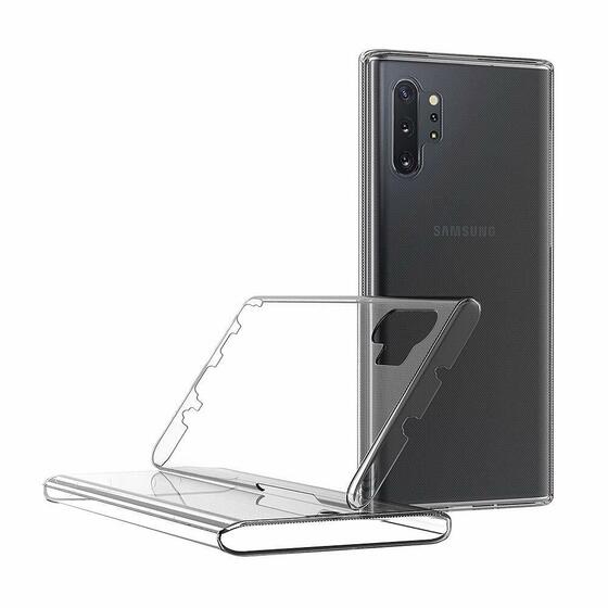 Microsonic Samsung Galaxy Note 10 Plus Kılıf 6 tarafı tam full koruma 360 Clear Soft Şeffaf