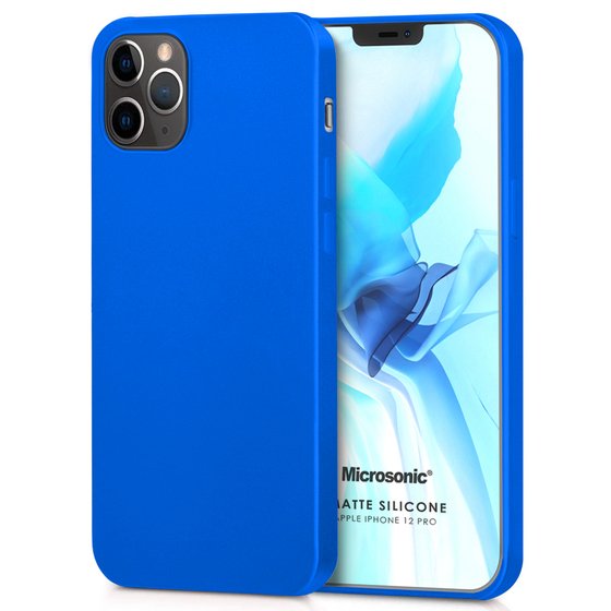 Microsonic Matte Silicone Apple iPhone 12 Pro Kılıf Mavi