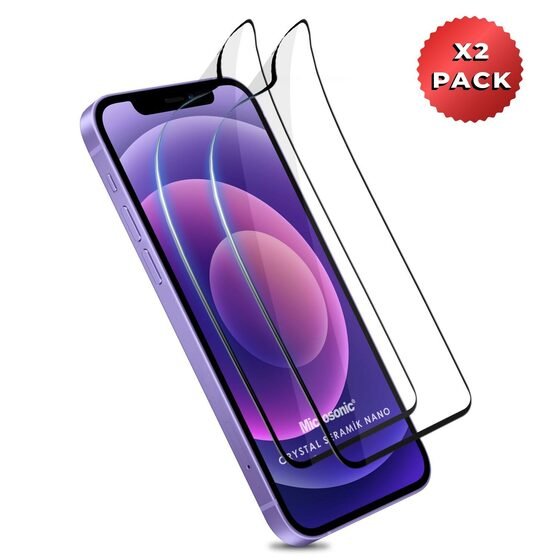 Microsonic Apple iPhone 12 Crystal Seramik Nano Ekran Koruyucu Siyah (2 Adet)