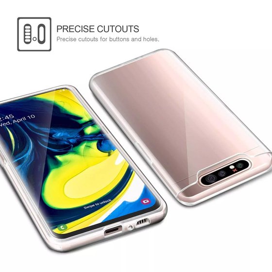 Microsonic Samsung Galaxy A80 Kılıf 6 tarafı tam full koruma 360 Clear Soft Şeffaf