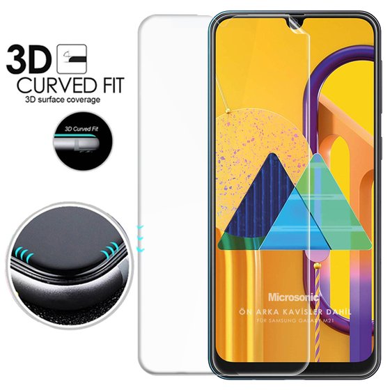 Microsonic Samsung Galaxy M21 Ön + Arka Kavisler Dahil Tam Ekran Kaplayıcı Film