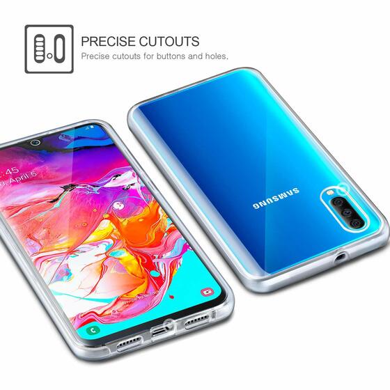 Microsonic Samsung Galaxy A70 Kılıf 6 tarafı tam full koruma 360 Clear Soft Şeffaf