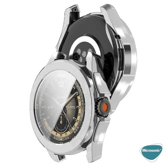 Microsonic Xiaomi Watch S4 Kılıf 360 Full Round Soft Silicone Gümüş