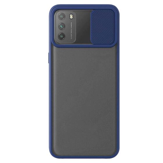 Microsonic Xiaomi Poco M3 Kılıf Slide Camera Lens Protection Lacivert