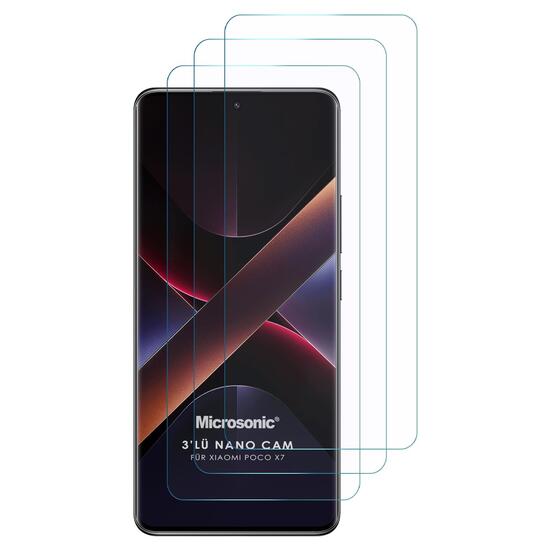 Microsonic Xiaomi Poco X7 Screen Protector Nano Glass Cam Ekran Koruyucu (3`lü Paket)