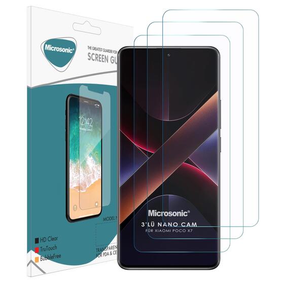 Microsonic Xiaomi Poco X7 Screen Protector Nano Glass Cam Ekran Koruyucu (3`lü Paket)