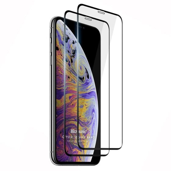 Microsonic Apple iPhone X Crystal Seramik Nano Ekran Koruyucu Siyah (2 Adet)