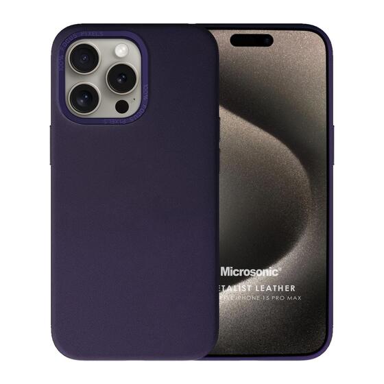 Microsonic Apple iPhone 15 Pro Max Kılıf Metalist Leather Mor