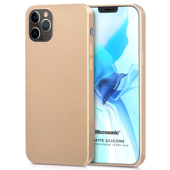 Microsonic Matte Silicone Apple iPhone 12 Pro Max Kılıf Gold