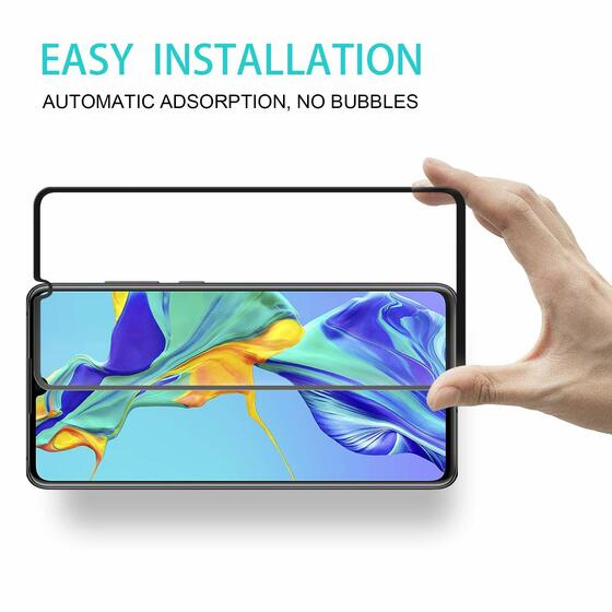 Microsonic Huawei P30 Tam Kaplayan Temperli Cam Ekran koruyucu Siyah