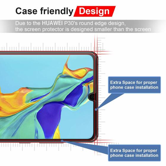 Microsonic Huawei P30 Tam Kaplayan Temperli Cam Ekran koruyucu Siyah