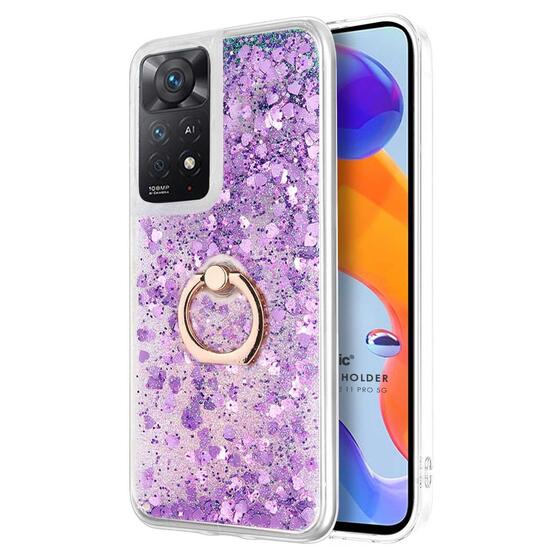 Microsonic Xiaomi Redmi Note 12 Pro 4G Kılıf Glitter Liquid Holder Mor