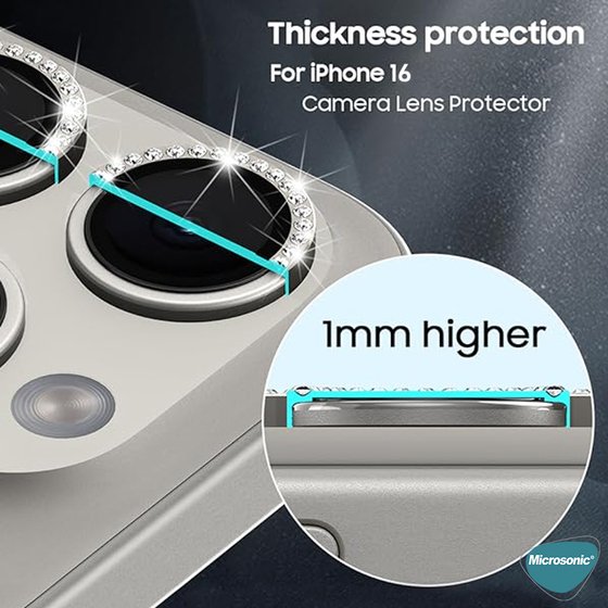 Microsonic Xiaomi Redmi Note 13 5G Tekli Diamond Taşlı Kamera Koruma Camı Siyah