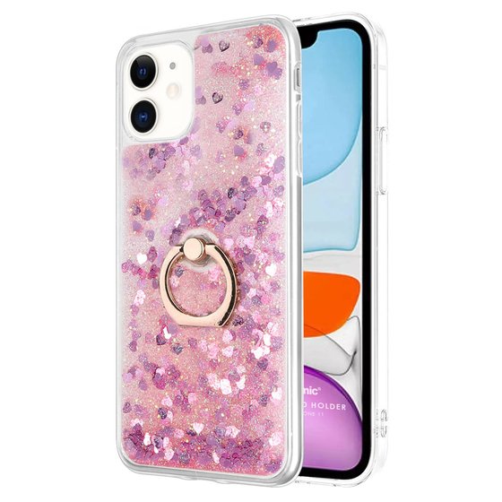 Microsonic Apple iPhone 11 Kılıf Glitter Liquid Holder Pembe