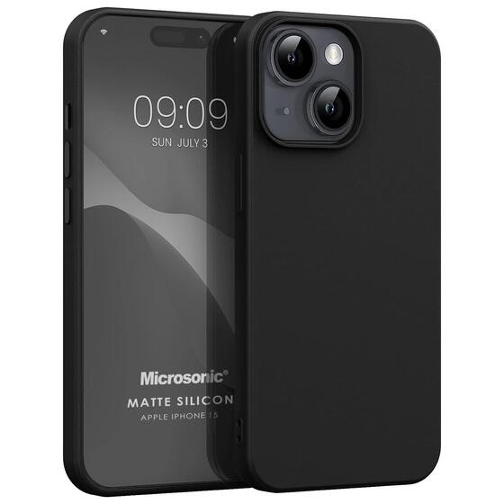 Microsonic Matte Silicone Apple iPhone 15 Kılıf Siyah