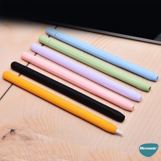 Microsonic Apple Pencil (2. nesil) Kılıf Mat Silikon Sarı Mavi