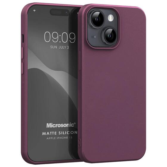 Microsonic Matte Silicone Apple iPhone 15 Kılıf Mor