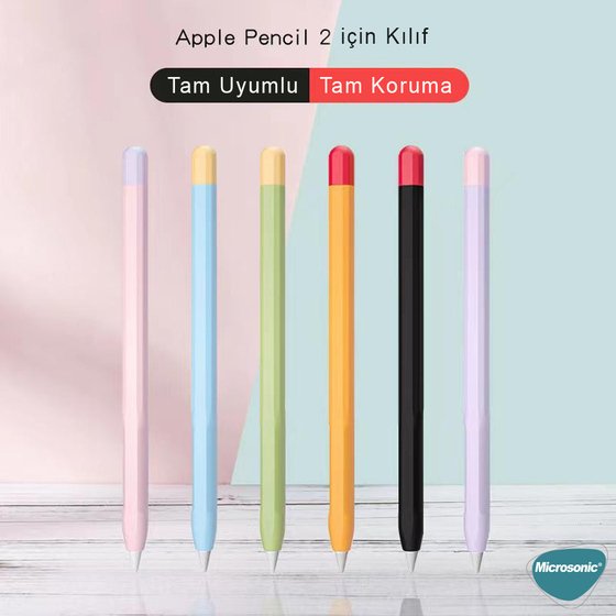 Microsonic Apple Pencil (2. nesil) Kılıf Mat Silikon Lila Pembe