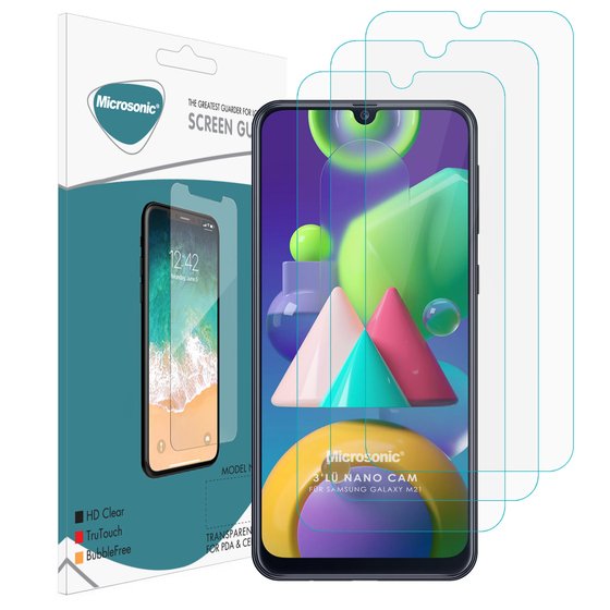 Microsonic Samsung Galaxy M21 Screen Protector Nano Glass (3 Pack)