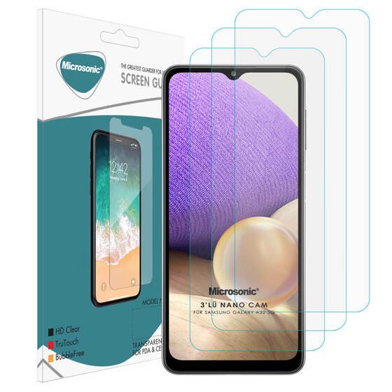 Microsonic Samsung Galaxy A32 5G Screen Protector Nano Glass Cam Ekran Koruyucu (3'lü Paket)