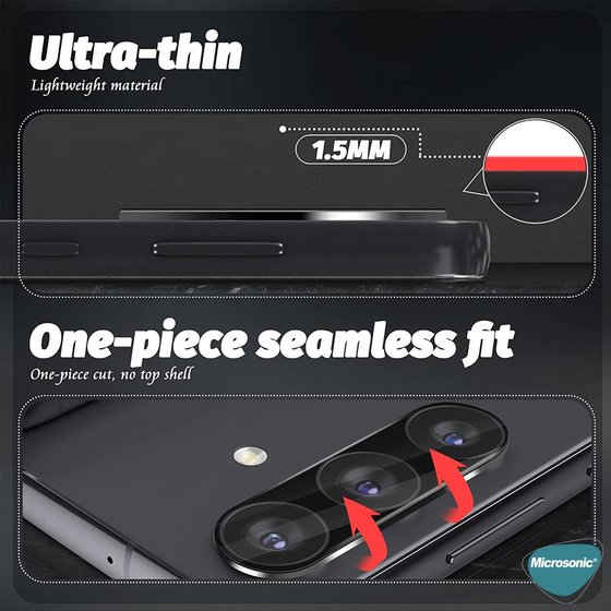 Microsonic Samsung Galaxy S24 FE Kamera Lens Koruma Camı V2 Siyah