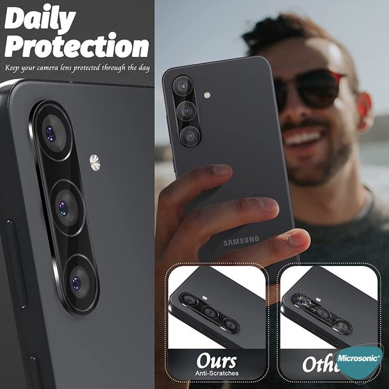 Microsonic Samsung Galaxy S24 FE Kamera Lens Koruma Camı V2 Siyah