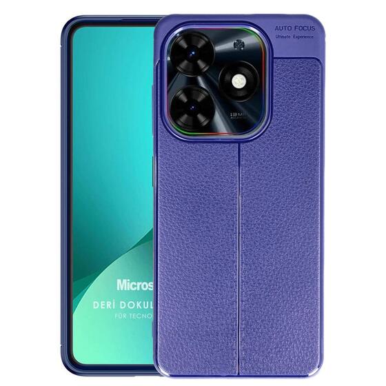 Microsonic TECNO Spark 20 Pro Kılıf Deri Dokulu Silikon Lacivert