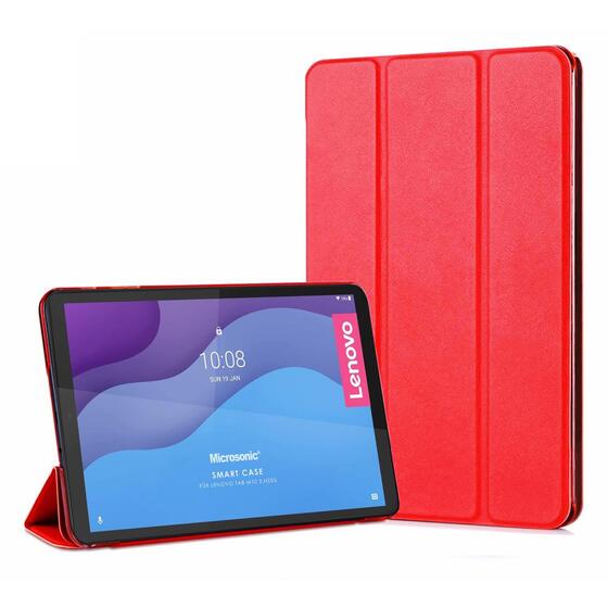 Microsonic Lenovo Tab M10 3.Nesil 10.1`` Kılıf (TB-328F) Slim Translucent Back Smart Cover Kırmızı