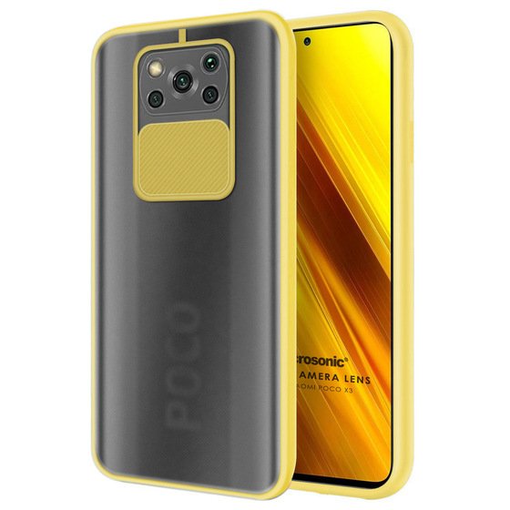 Microsonic Xiaomi Poco X3 Pro Kılıf Slide Camera Lens Protection Sarı