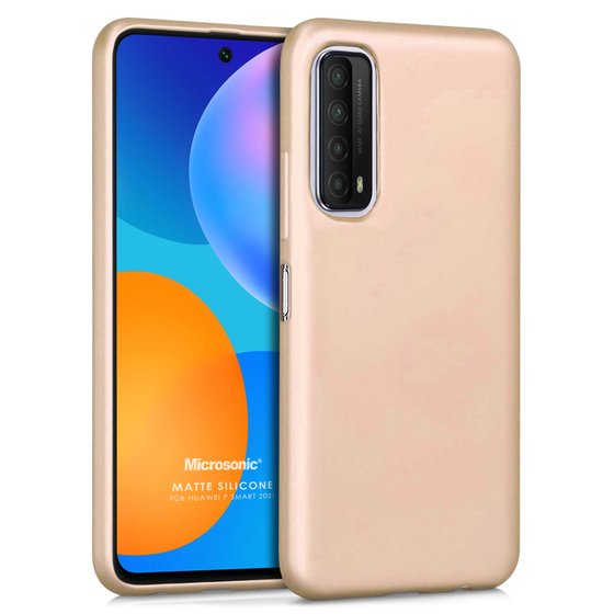 Microsonic Matte Silicone Huawei P Smart 2021 Kılıf Gold