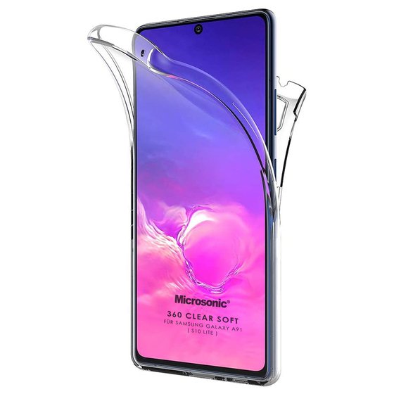 Microsonic Samsung Galaxy A91 Kılıf 6 tarafı tam full koruma 360 Clear Soft Şeffaf