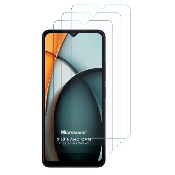 Microsonic Xiaomi Redmi A3 Screen Protector Nano Glass Cam Ekran Koruyucu (3`lü Paket)