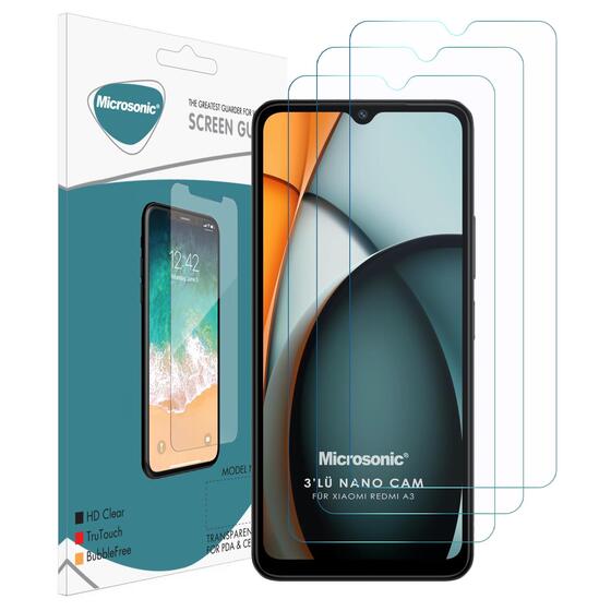 Microsonic Xiaomi Redmi A3 Screen Protector Nano Glass Cam Ekran Koruyucu (3`lü Paket)