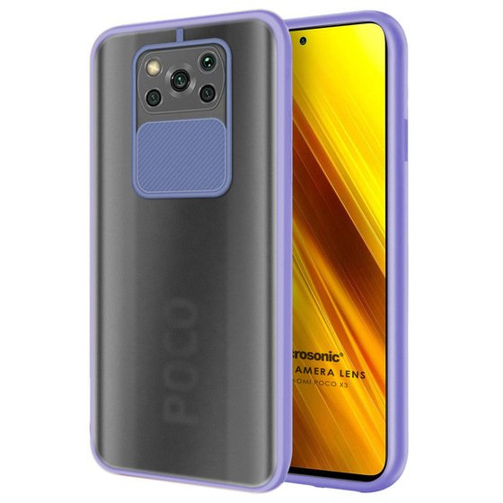 Microsonic Xiaomi Poco X3 Pro Kılıf Slide Camera Lens Protection Lila