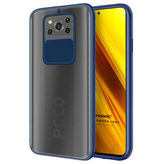 Microsonic Xiaomi Poco X3 Pro Kılıf Slide Camera Lens Protection Lacivert