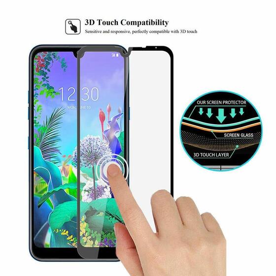 Microsonic LG Q60 Tam Kaplayan Temperli Cam Ekran Koruyucu Siyah